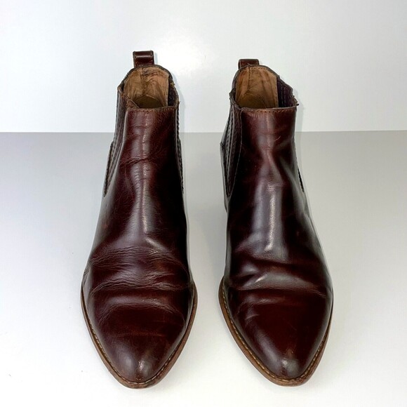 Madewell Bonham Boot Chelsea Western Ankle Bootie Cherry Wood Brown Leather Sz 8 - Picture 4 of 12